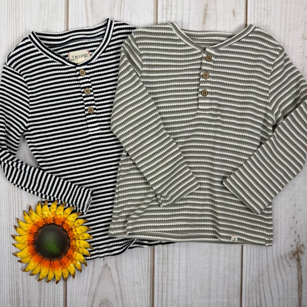ME&HENRY Kids 4/5Y Striped Long Sleeve Henley Shirt Cotton‎ Spandex Set